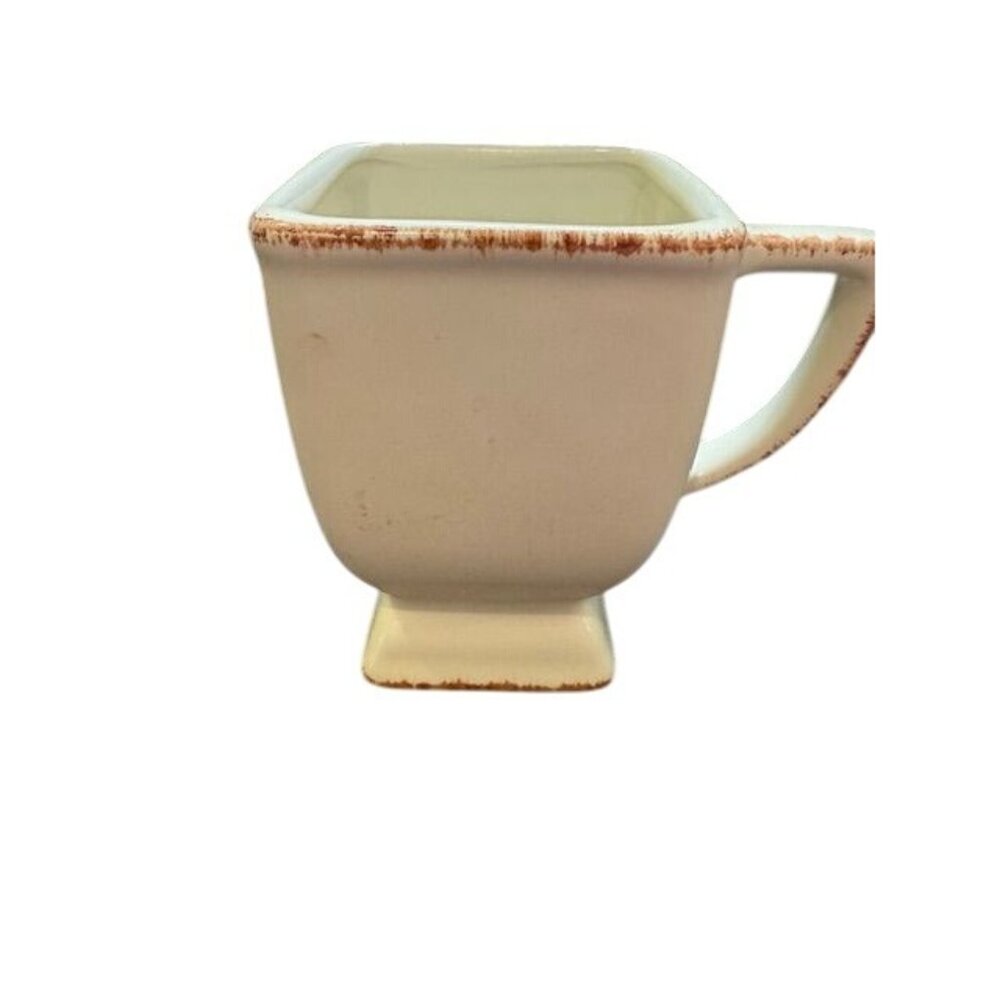 Square Cream Stoneware Mug With Rustic Trim By DesignPac